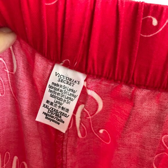 VICTORIA'S SECRET size XXL Red Love Cotton Modal Soft Pajama Pants Pockets - Picture 6 of 6